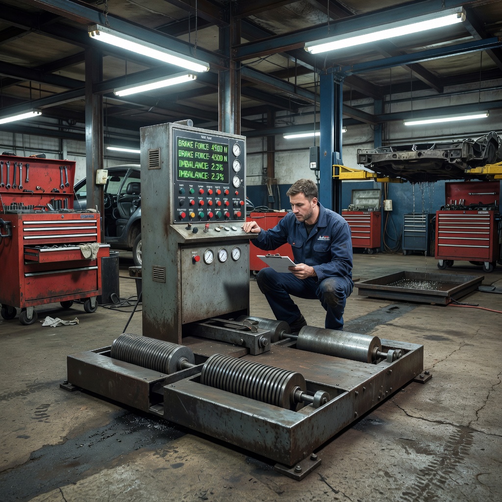 Brake testing in a professional workshop